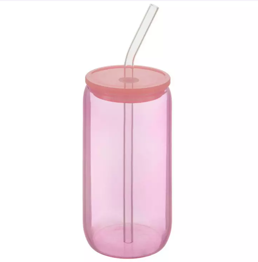 Glass Cup With Straw