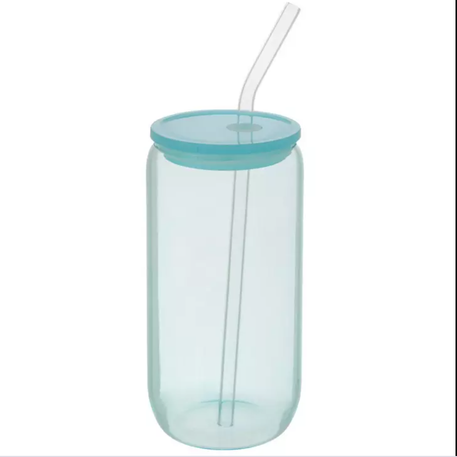 Glass Cup With Straw