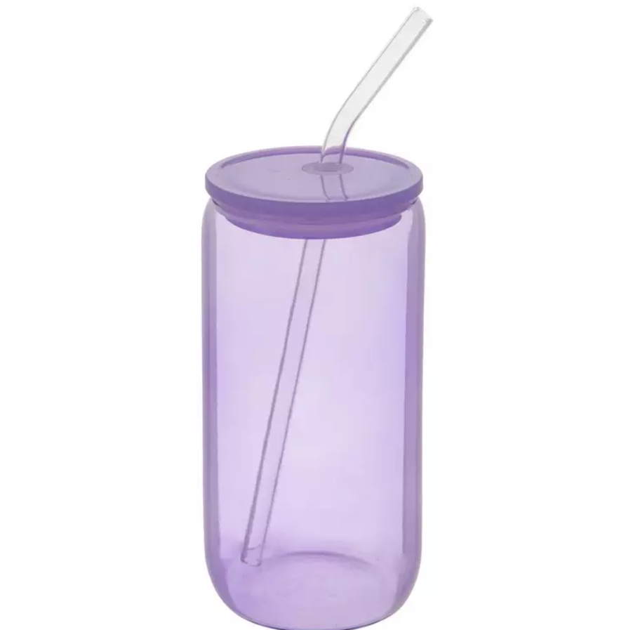 Glass Cup With Straw